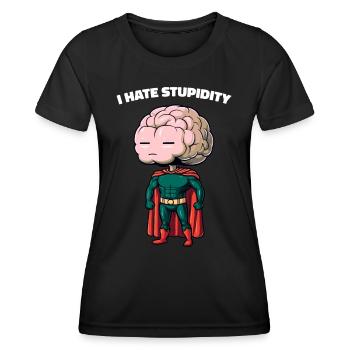 I Hate Stupidity Sarcasm Cartoon Brain Cartoon - Women's Functional T-Shirt - black - Front - AI Model Female 172 light (172cm)