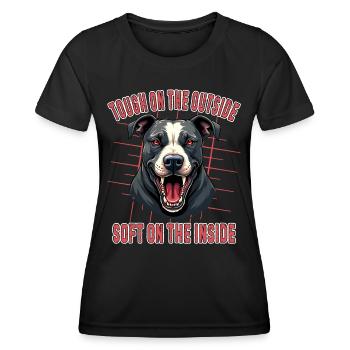 Robuste à l’extérieur, doux à l’intérieur, chien - T-shirt sport Femme - noir - Devant - AI Model Female 172 light (172cm)