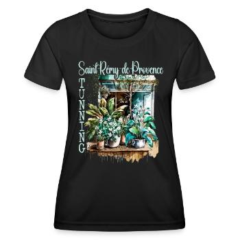 Saint Rémy-de-Provence Atemberaubender Blumengarten - Frauen Funktions-T-Shirt - Schwarz - Vorne - AI Model Female 172 light (172cm)
