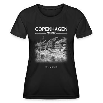 Kopenhagen Dänemark Hafen Nyhavn Kunst Hafen von Nyhavn - Frauen Funktions-T-Shirt - Schwarz - Vorne - AI Model Female 172 light (172cm)