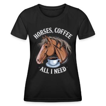 Lustiges Pferd Kunst Pferdebesitzer Pferde Kaffee - Frauen Funktions-T-Shirt - Schwarz - Vorne - AI Model Female 172 light (172cm)