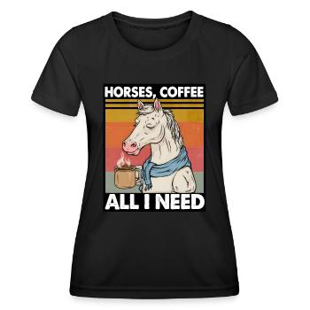 Lustiges Pferd Kunst Pferdebesitzer Pferde Kaffee - Frauen Funktions-T-Shirt - Schwarz - Vorne - AI Model Female 172 light (172cm)