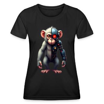 Funny Robot Art Monkey Cyborg Animal AI Monkey - Women's Functional T-Shirt - black - Front - AI Model Female 172 light (172cm)