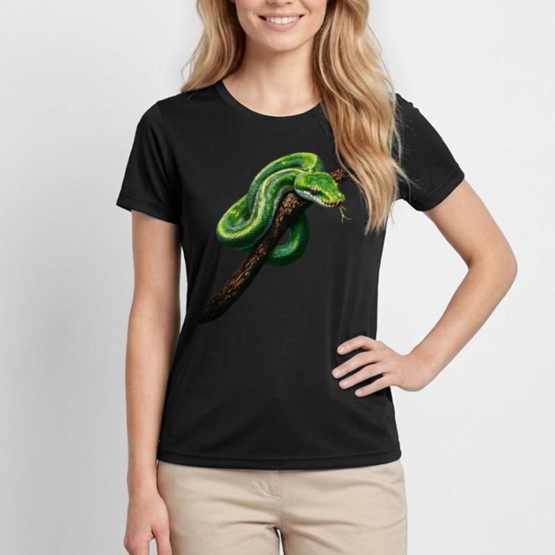 Green Tree Python Snakes Lover Terrarium Women's Functional T-Shirt