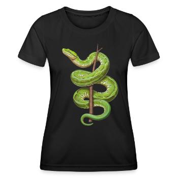 Grüner Baumpython Schlangen Liebhaber Terrarium - Frauen Funktions-T-Shirt - Schwarz - Vorne - AI Model Female 172 light (172cm)