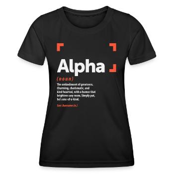 Alpha Définition Nom personnalisé Alpha - T-shirt sport Femme - noir - Devant - AI Model Female 172 light (172cm)