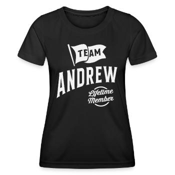 Team Andrew Lebenslanges Mitglied Personalisierter Name Andr - Frauen Funktions-T-Shirt - Schwarz - Vorne - AI Model Female 172 light (172cm)