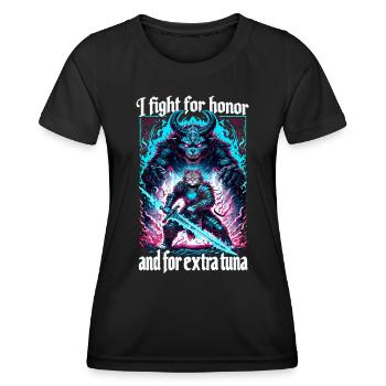 Medieval Cat Tuna Artwork Honor Honor - Women's Functional T-Shirt - black - Front - AI Model Female 172 light (172cm)