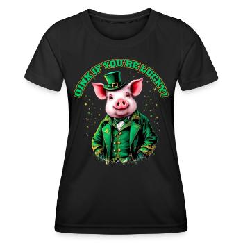 Oink, du hast Glück - Frauen Funktions-T-Shirt - Schwarz - Vorne - AI Model Female 172 light (172cm)