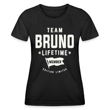 Équipe Bruno Membre à vie Prénom drôle Bruno - T-shirt sport Femme - noir - Devant - AI Model Female 172 light (172cm)
