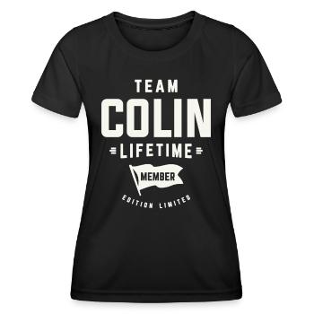 Team Colin Lebenslanges Mitglied Lustiger Name Colin - Frauen Funktions-T-Shirt - Schwarz - Vorne - AI Model Female 172 light (172cm)