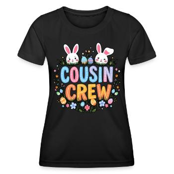 Cousine Crew - Frauen Funktions-T-Shirt - Schwarz - Vorne - AI Model Female 172 light (172cm)