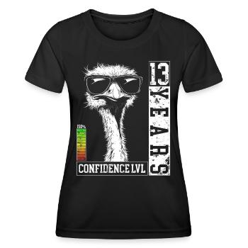 13 Jahre Geburtstag Teenager Strauß Vogel Geschenk - Frauen Funktions-T-Shirt - Schwarz - Vorne - AI Model Female 172 light (172cm)