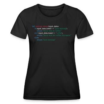 Programmeur Café Code Informatique Cadeau - T-shirt sport Femme - noir - Devant - AI Model Female 172 light (172cm)