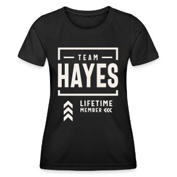 Membre à vie de l’équipe Hayes Drôle de nom Hayes - T-shirt sport Femme - noir - Devant - AI Model Female 172 light (172cm)