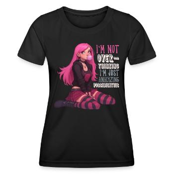 I'm Not Overthinking Anime Girl Pastel Goth Kawaii - Women's Functional T-Shirt - black - Front - AI Model Female 172 light (172cm)