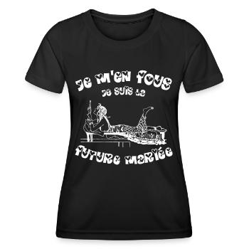 Je m'en fou je suis la future mariée bride EVJF - T-shirt sport Femme - noir - Devant - AI Model Female 172 light (172cm)