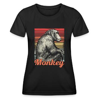 Affe Tier Niedlich Safari Retro Cooles Geschenk - Frauen Funktions-T-Shirt - Schwarz - Vorne - AI Model Female 172 light (172cm)