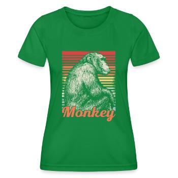 Monkey Animal Cute Safari Retro Cool Gift - Women's Functional T-Shirt - kelly green - Front - AI Model Female 172 dark (172cm)