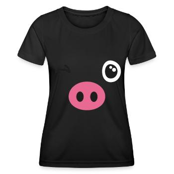 Schwein Kostüm - Frauen Funktions-T-Shirt - Schwarz - Vorne - AI Model Female 172 light (172cm)