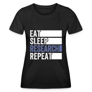 Répétition de la recherche sur le sommeil de l’alimentation - T-shirt sport Femme - noir - Devant - AI Model Female 172 light (172cm)