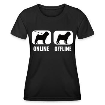 Online Offline mops Möpse Mopsbesitzer Mopshund - Frauen Funktions-T-Shirt - Schwarz - Vorne - AI Model Female 172 light (172cm)