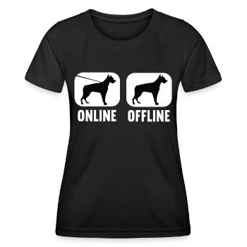 Doberman en ligne hors ligne Doberman Chien de garde - T-shirt sport Femme - noir - Devant - AI Model Female 172 light (172cm)