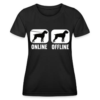 Online Offline Deutsch Drahthaar Jagdhund - Frauen Funktions-T-Shirt - Schwarz - Vorne - AI Model Female 172 light (172cm)