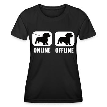 Online Offline Dackel Dachshund Dackelbesitzer - Frauen Funktions-T-Shirt - Schwarz - Vorne - AI Model Female 172 light (172cm)