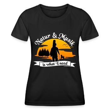 Natur und Musik is what I need - Frauen Funktions-T-Shirt - Schwarz - Vorne - AI Model Female 172 light (172cm)