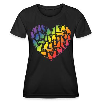 Heart of Cats - Rainbow - Women's Functional T-Shirt - black - Front - AI Model Female 172 light (172cm)