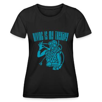 Tauchen ist meine Therapie (1) - Frauen Funktions-T-Shirt - Schwarz - Vorne - AI Model Female 172 light (172cm)