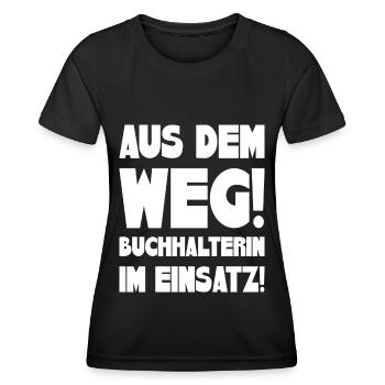 Aus dem Weg! Buchhalterin im Einsatz! - Frauen Funktions-T-Shirt - Schwarz - Vorne - AI Model Female 172 light (172cm)