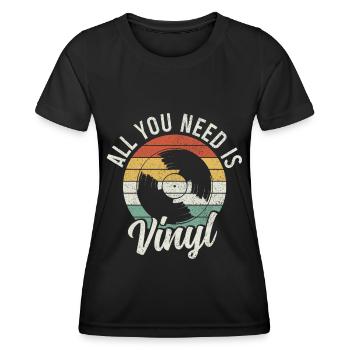 Vinyl Record Collectible DJ Gift - Women's Functional T-Shirt - black - Front - AI Model Female 172 light (172cm)