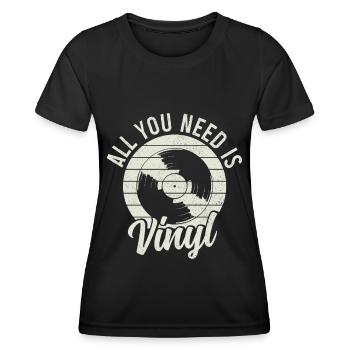 Vinyl Record Collectible DJ Gift - Women's Functional T-Shirt - black - Front - AI Model Female 172 light (172cm)