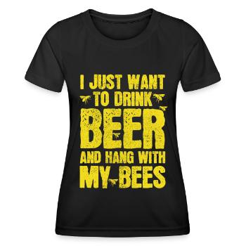 Beekeeper Gift Bees & Beer - Women's Functional T-Shirt - black - Front - AI Model Female 172 light (172cm)