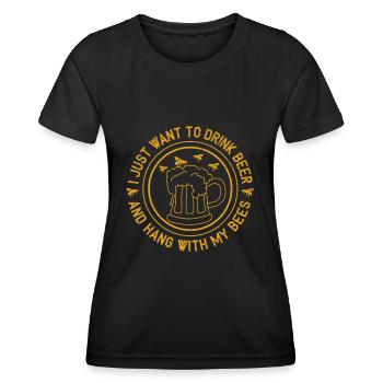 Beekeeper Gift Bees & Beer - Women's Functional T-Shirt - black - Front - AI Model Female 172 light (172cm)