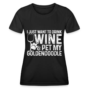 Goldendoodle Hund Wein Geschenk - Frauen Funktions-T-Shirt - Schwarz - Vorne - AI Model Female 172 light (172cm)
