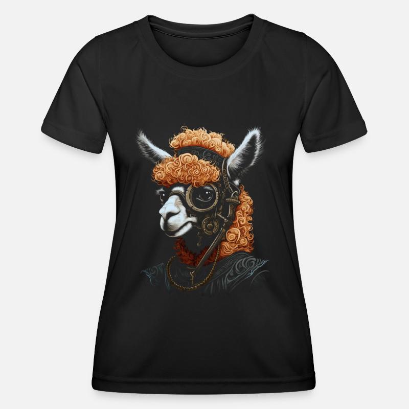 Llama Alpaca Steampunk Vintage Gift - Women's Functional T-Shirt - black