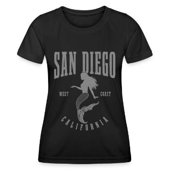 San Diego Kalifornien Vintage Souvenir - Frauen Funktions-T-Shirt - Schwarz - Vorne - AI Model Female 172 light (172cm)