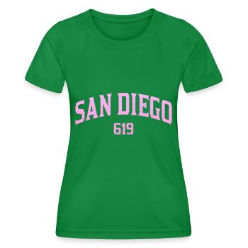 San Diego Kalifornien Vintage Souvenir - Frauen Funktions-T-Shirt - Kelly Green - Vorne - AI Model Female 172 dark (172cm)