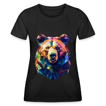 Polygone d'ours grizzly - T-shirt sport Femme - noir - Devant - AI Model Female 172 light (172cm)