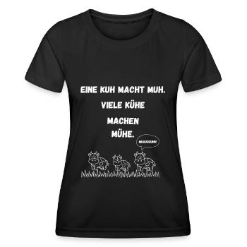 Eine Kuh macht Muh viele Kühe machen Mühe - Frauen Funktions-T-Shirt - Schwarz - Vorne - AI Model Female 172 light (172cm)