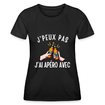 J'peux pas j'ai Apéro Humour personnalisé - T-shirt sport Femme - noir - Devant - AI Model Female 172 light (172cm)