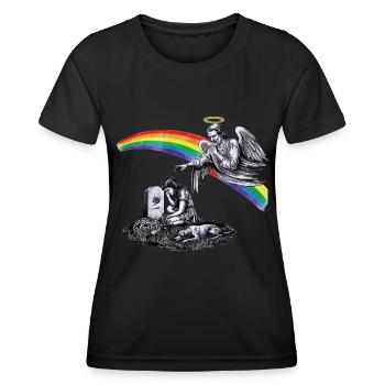 Papa disparu en deuil - T-shirt sport Femme - noir - Devant - AI Model Female 172 light (172cm)