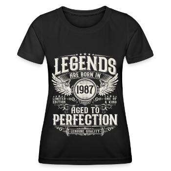 Millésime 1987 Born Legends Cadeau d’anniversaire - T-shirt sport Femme - noir - Devant - AI Model Female 172 light (172cm)