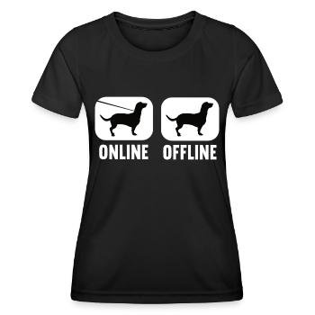 Online Offline Dackel Dachshund Dackelbesitzer - Frauen Funktions-T-Shirt - Schwarz - Vorne - AI Model Female 172 light (172cm)