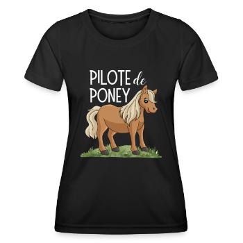 Pilote De Poney équitation Cheval cadeau Cavalier - T-shirt sport Femme - noir - Devant - AI Model Female 172 light (172cm)