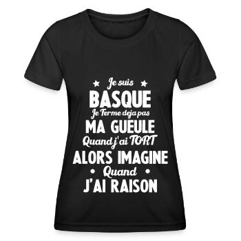 Je suis Basque - Je ferme pas ma gueule - T-shirt sport Femme - noir - Devant - AI Model Female 172 light (172cm)