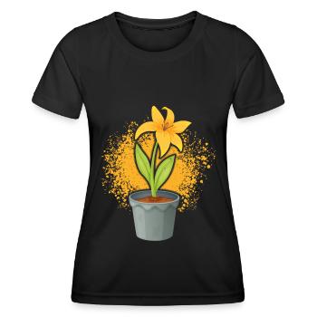 Pot de fleurs de jonquille Jardinier Fleurs jaunes - T-shirt sport Femme - noir - Devant - AI Model Female 172 light (172cm)